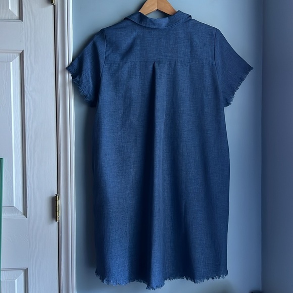 Umgee | Gauzy Raw Hem Blue Tunic Dress With Pockets Size Medium - Picture 5 of 11